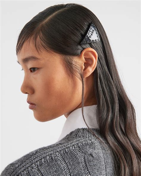 prada plexiglass hair clip|Black Plexiglass hair clip .